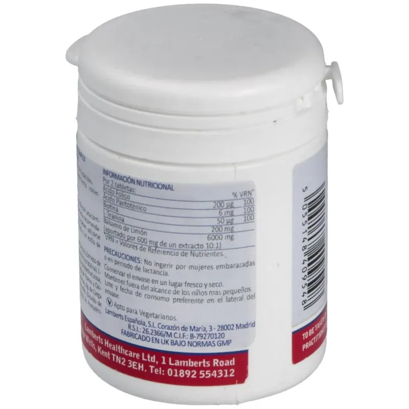 Complejo de teanina y balsamo de limon 60comp. 2 | Farmacia Barata