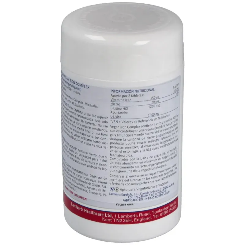 Complejo de hierro vegano 120comp. 2 | Farmacia Barata