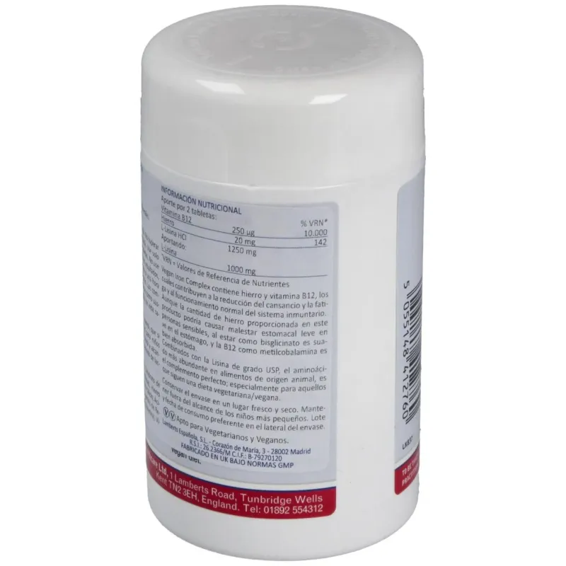 Complejo de hierro vegano 120comp. 2 | Farmacia Barata