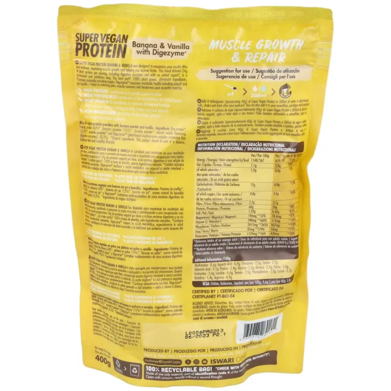 Super vegan protein fitness platano-vainilla 350gr | Farmacia Barata