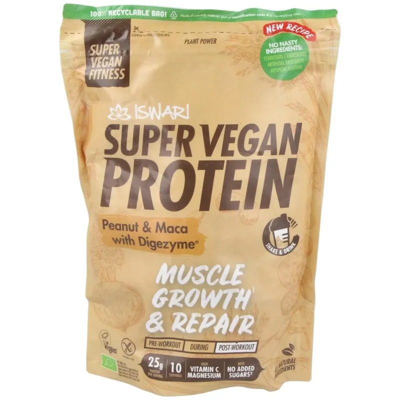 Super vegan protein fitness cacahuete-maca 350gr 2 | Farmacia Barata