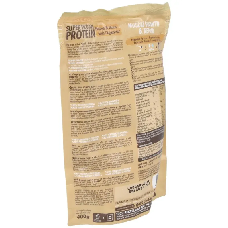 Super vegan protein fitness cacahuete-maca 350gr 2 | Farmacia Barata