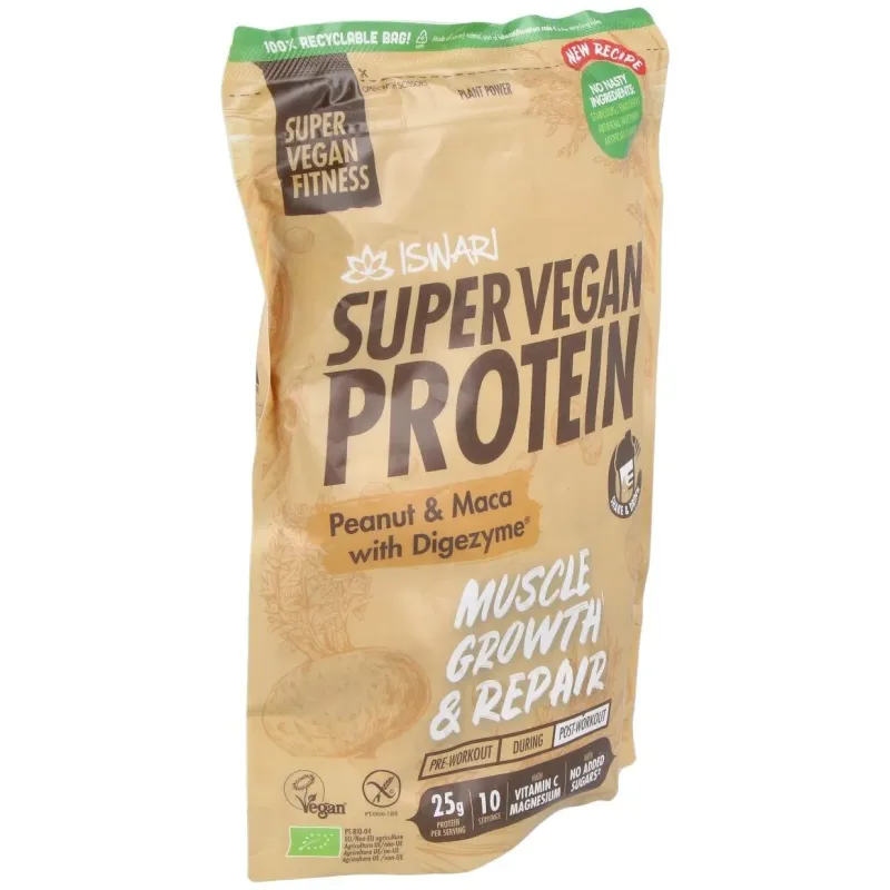 Super vegan protein fitness cacahuete-maca 350gr 2 | Farmacia Barata