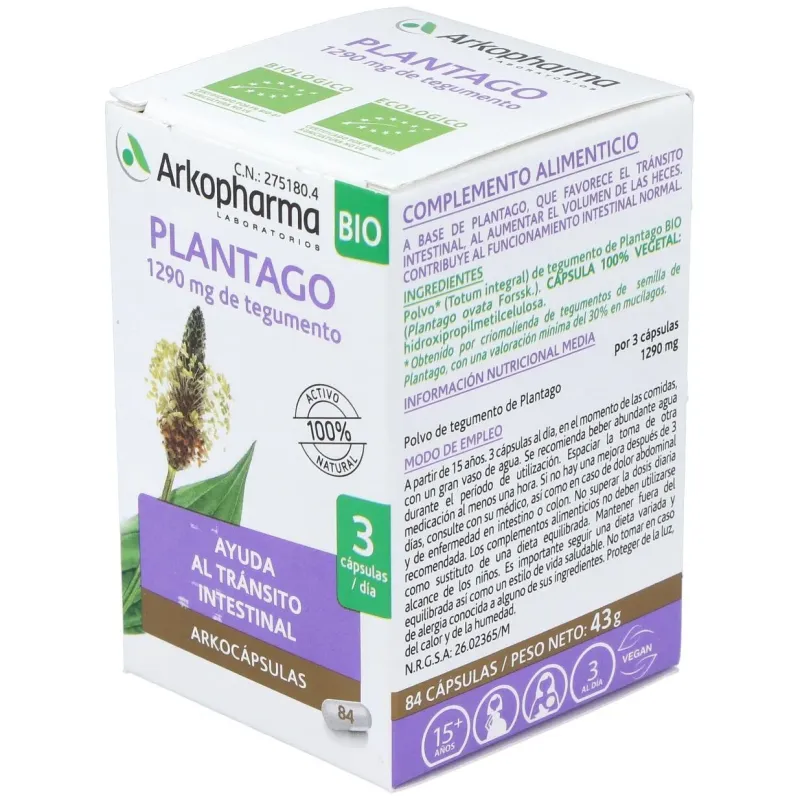 Plantago 84arkocapsulas. bio 3 | Farmacia Barata