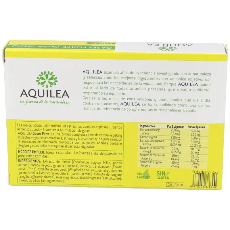 Aquilea gases forte carbon vegetal 60cap. 2 | Farmacia Barata