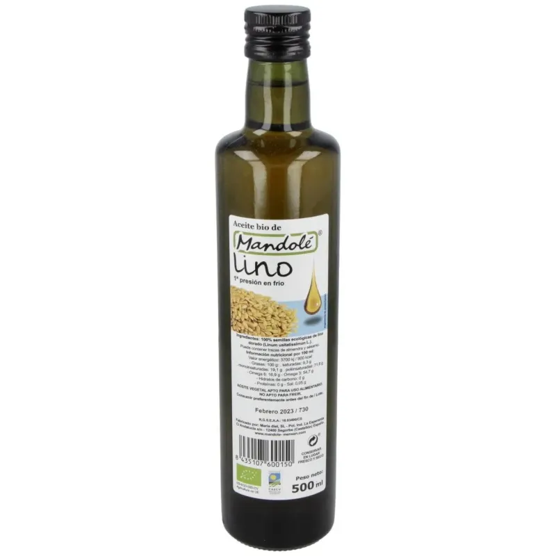 Mandole aceite linaza dorado bio 500ml | Farmacia Barata