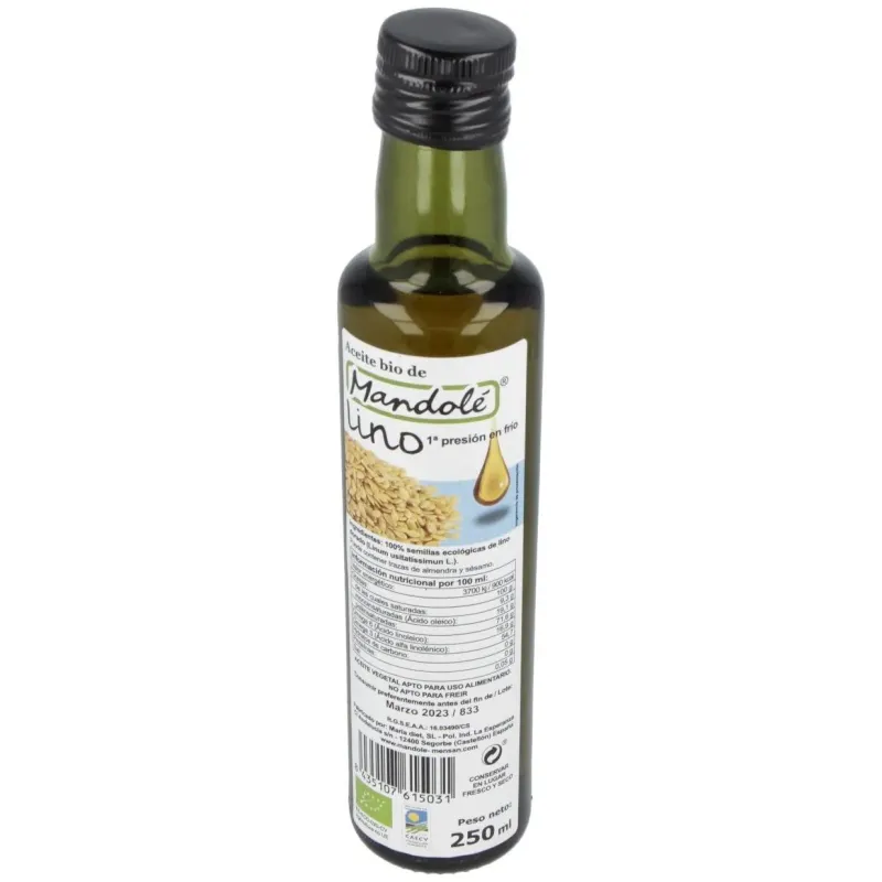 Mandole aceite de lino bio 250ml | Farmacia Barata