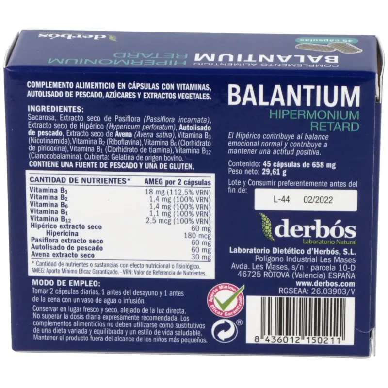 Balantium hipermonium retard 45cap. 2 | Farmacia Barata