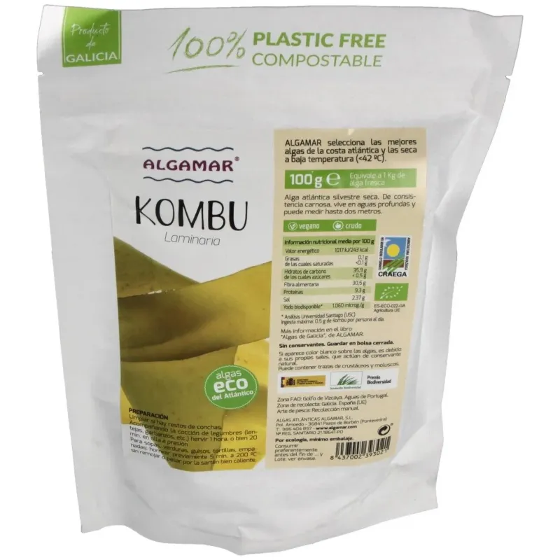 Algamar algas ecológica kombu 100g | Farmacia Barata