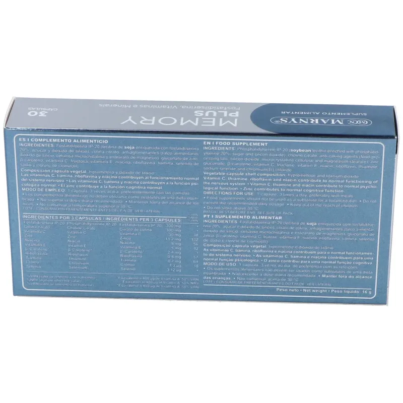 Marnys Memory Plus 30 cápsulas | Farmacia Barata Marnys Memory Plus 30 cápsulas | Farmacia Barata