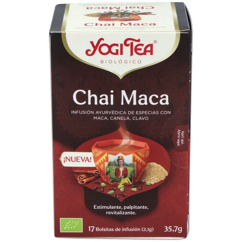 Yogi Tea Maca Chai Orgánico 17 sobres | Farmacia Barata