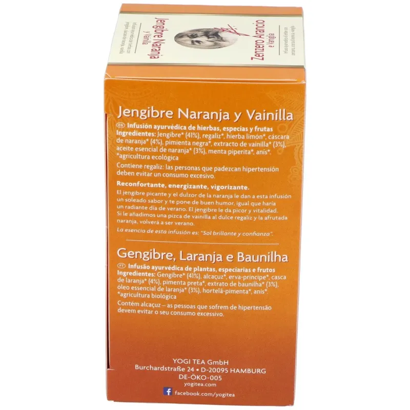 Yogi Tea Jengibre Naranja Vainilla | Farmacia Barata