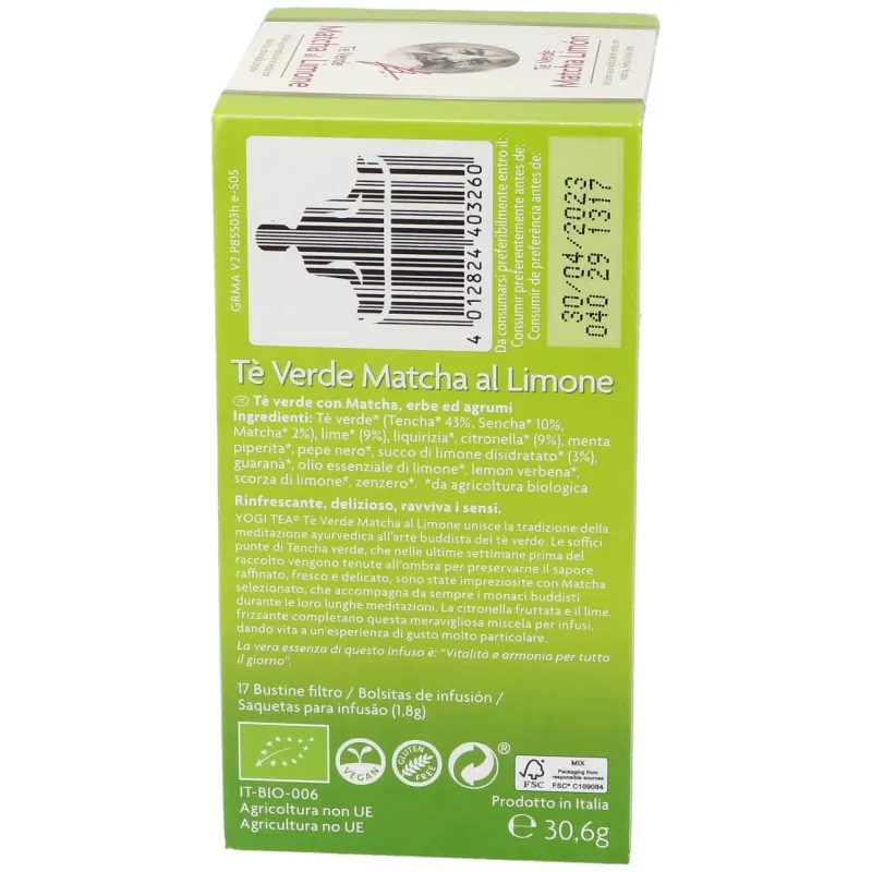 Yogi Tea Té Verde Matcha Limón 20 sobres | Farmacia Barata Yogi Tea Té Verde Matcha Limón 20 sobres | Farmacia Barata