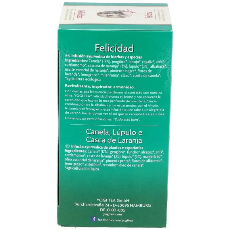 Yogi Tea Felicidad 17 sobres Bio | Farmacia Barata