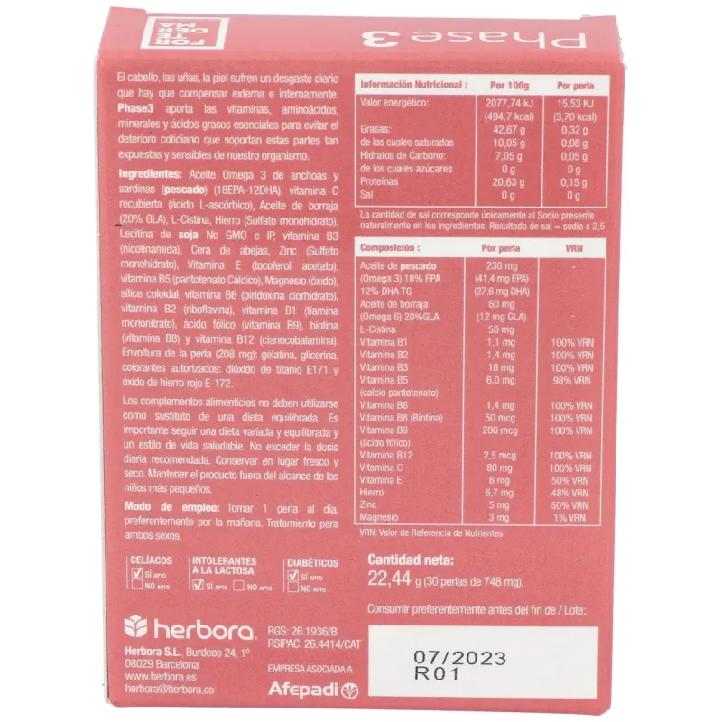 Herbora Phase 3 30 perlas | Farmacia Barata Herbora Phase 3 30 perlas | Farmacia Barata
