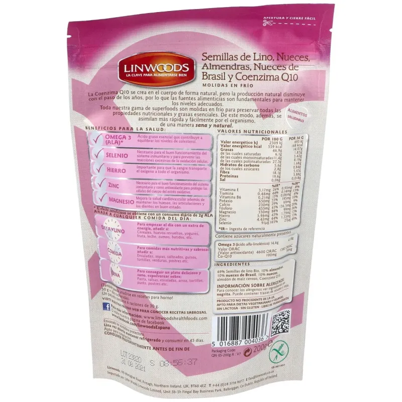 Linwoods Lino Nueces Almendras Q10 200 g | Farmacia Barata Linwoods Lino Nueces Almendras Q10 200 g | Farmacia Barata