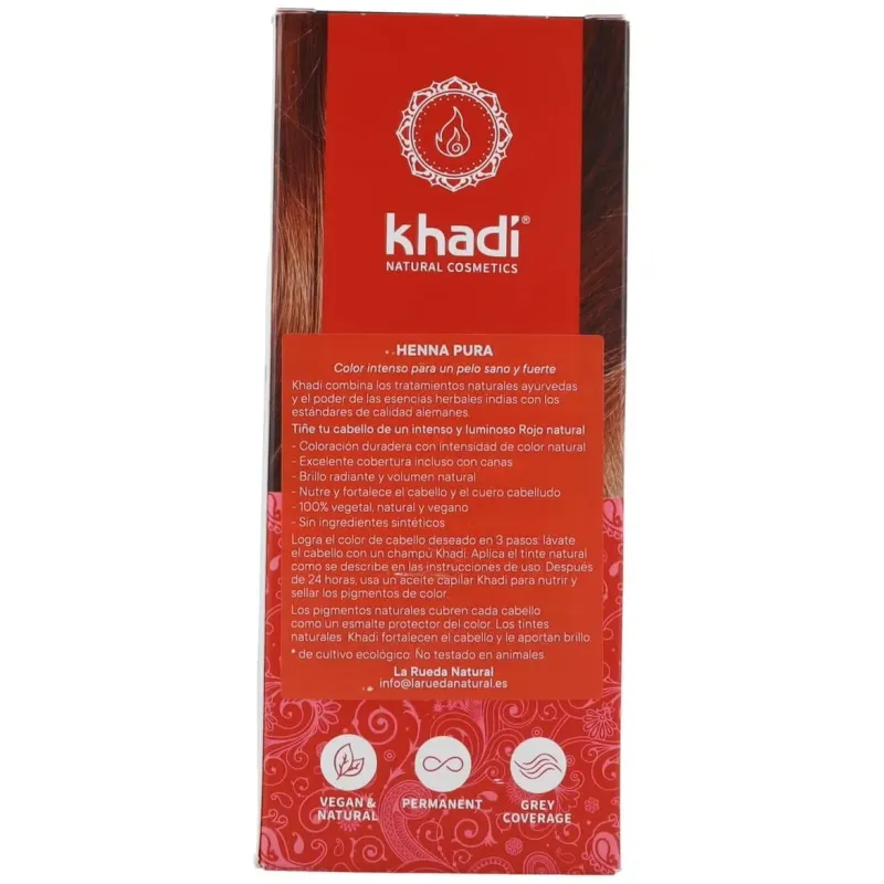 Khadi Henna Natural Rojo 100g | Farmacia Barata