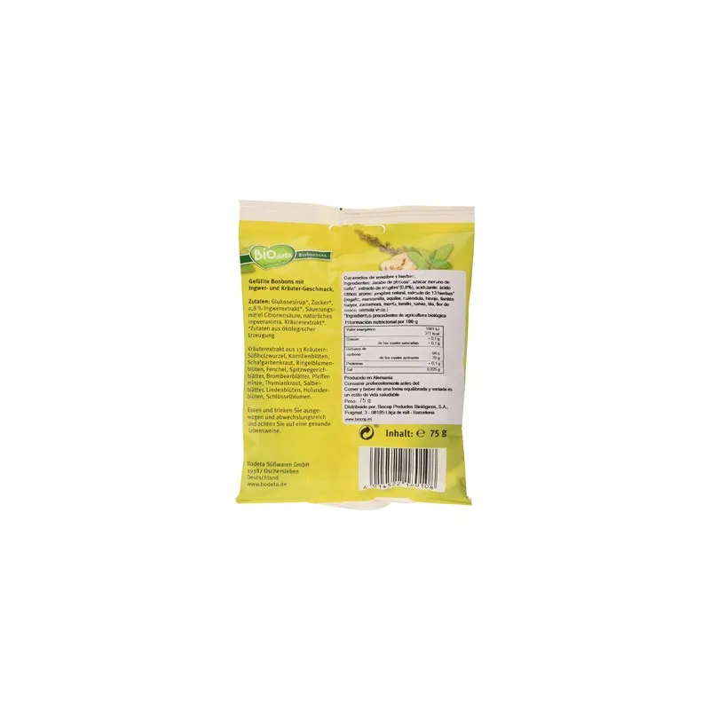 BiodeTa Caramelos Jengibre Hierbas 75g | Farmacia Barata