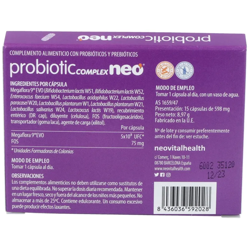 Neo Probiotic Complex 15 cápsulas | Farmacia Barata Neo Probiotic Complex 15 cápsulas | Farmacia Barata
