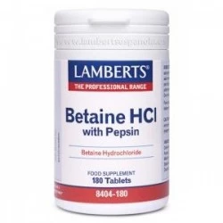 LAMBERTS Betaína HCl 324mg/Pepsina 5mg, 180 comprimidos.