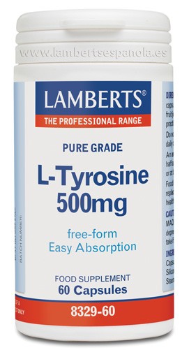 LAMBERTS L-Tirosina 500 mg, 60 cápsulas.