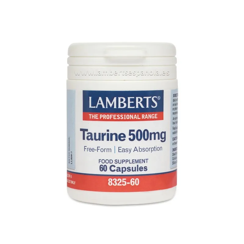 LAMBERTS Taurina 500 mg, 60 cápsulas.