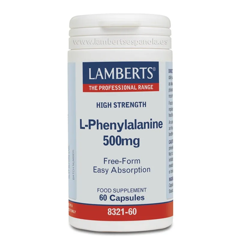 LAMBERTS L-Fenilalanina 500 mg, 60 cápsulas. LAMBERTS L-Fenilalanina 500 mg, 60 cápsulas.