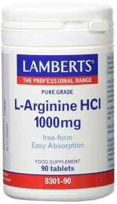 LAMBERTS L-Arginina HCI 1000 mg, 90 comprimidos.