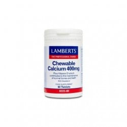 LAMBERTS Calcio masticable 400 mg, 60 comprimidos.