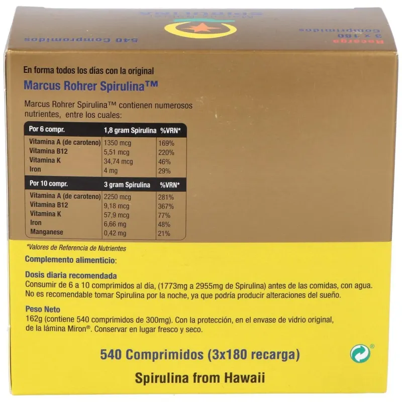 Marcus Rohrer Spirulina 540 comp | Farmacia Barata Marcus Rohrer Spirulina 540 comp | Farmacia Barata