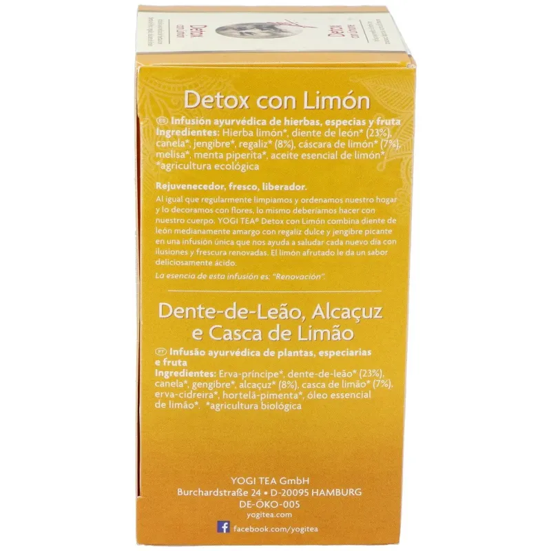 Yogi Tea Detox Limón 17 Sobres | Farmacia Barata Yogi Tea Detox Limón 17 Sobres | Farmacia Barata