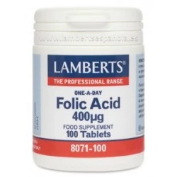 LAMBERTS Ácido Fólico 400 mcg, 100 comprimidos.