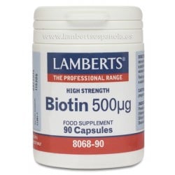 LAMBERTS Biotina 500 µg, 90 cápsulas.