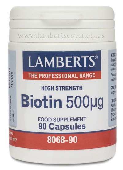 LAMBERTS Biotina 500 µg, 90 cápsulas.