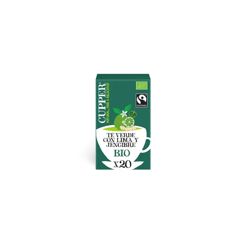 Cupper Infusión Green Tea Lime & Ginger 20 sobres Bio | Farmacia Barata Cupper Infusión Green Tea Lime & Ginger 20 sobres Bio | Farmacia Barata