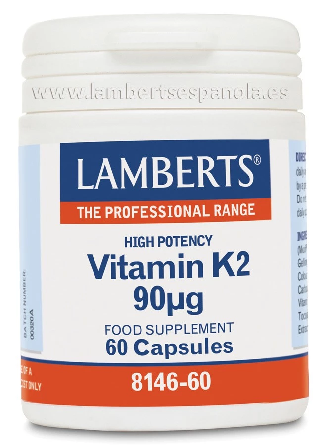 LAMBERTS Vitamina K2 90 µg, 60 cápsulas.