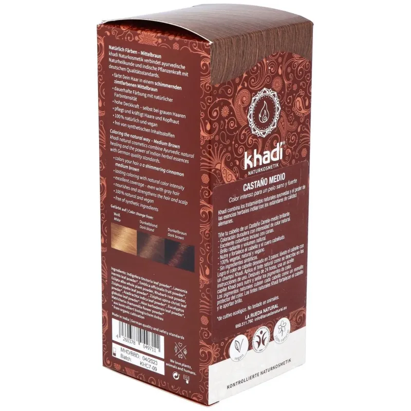 Khadi Herbal Color Castaño Medio 100g | Farmacia Barata Khadi Herbal Color Castaño Medio 100g | Farmacia Barata