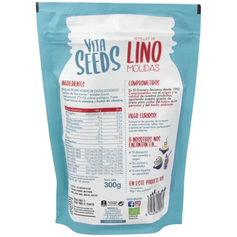 VitaSeeds Lino Molido, 300g | Farmacia Barata