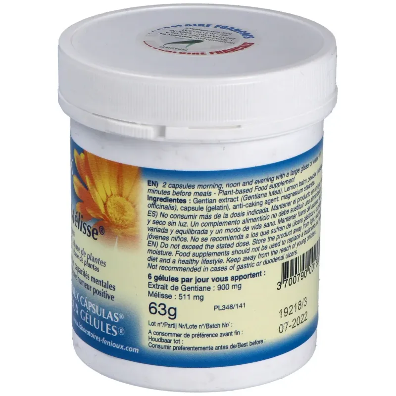 Genciana Melisa 200 Cápsulas 240 mg Fenioux | Farmacia Barata Genciana Melisa 200 Cápsulas 240 mg Fenioux | Farmacia Barata