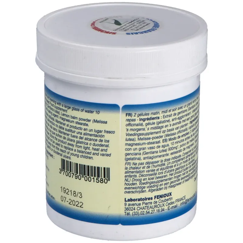 Genciana Melisa 200 Cápsulas 240 mg Fenioux | Farmacia Barata Genciana Melisa 200 Cápsulas 240 mg Fenioux | Farmacia Barata