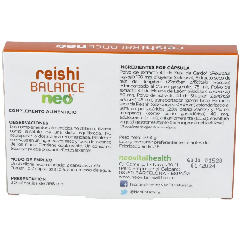 Reishi Balance Neo 30 Cápsulas | Farmacia Barata Reishi Balance Neo 30 Cápsulas | Farmacia Barata