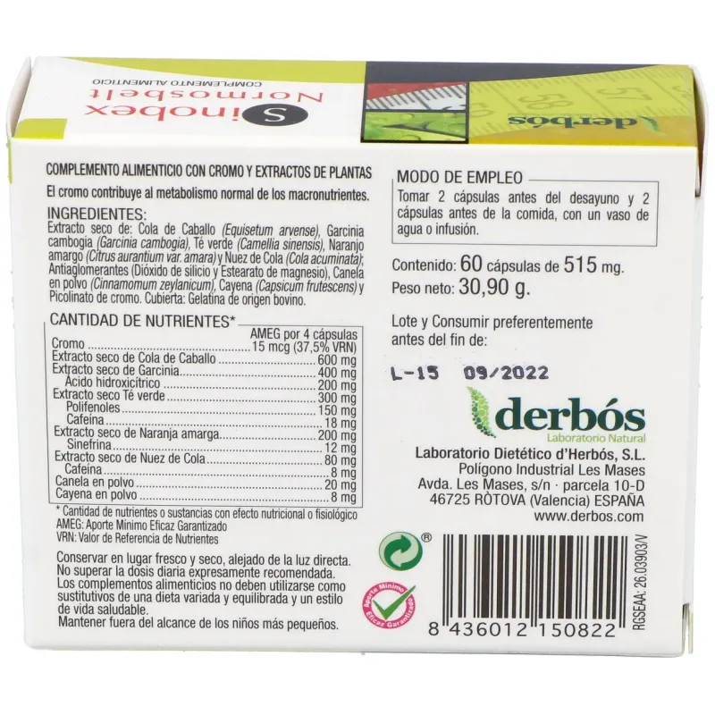 Derbos Normosbelt Sinobex 60 Cápsulas | Farmacia Barata Derbos Normosbelt Sinobex 60 Cápsulas | Farmacia Barata