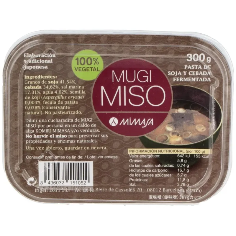 Mimasa Mugi Miso 300 g Cebada | Farmacia Barata Mimasa Mugi Miso 300 g Cebada | Farmacia Barata