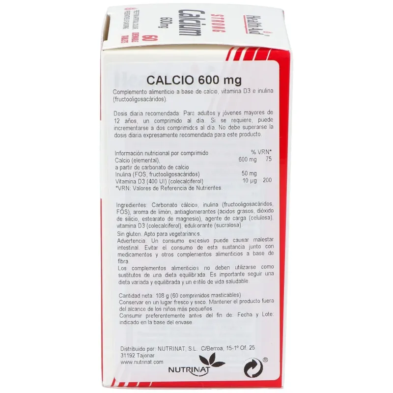 Health Aid Calcio 600 mg, 60 Comprimidos | Farmacia Barata