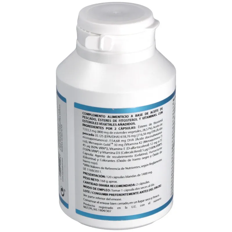 Omega 3 Esteroles Vegetales K2+D3+E 120 cápsulas | Farmacia Barata