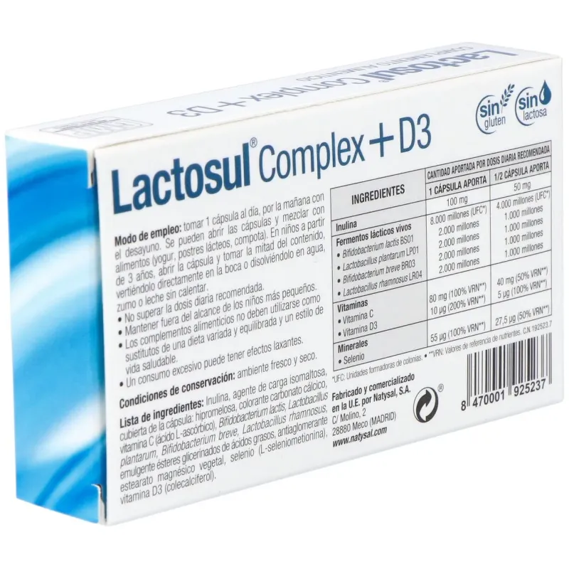 Lactosul Complex + D3 20 cápsulas | Farmacia Barata Lactosul Complex + D3 20 cápsulas | Farmacia Barata