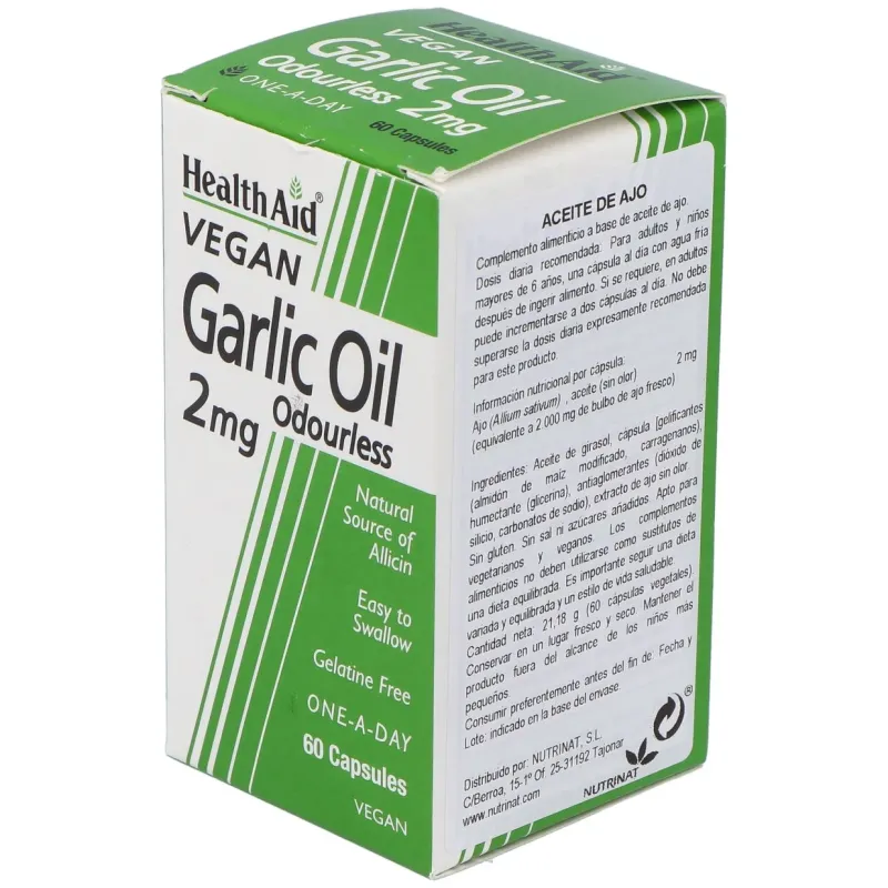 Health Aid Aceite de Ajo 2 mg 60 Cápsulas | Farmacia Barata