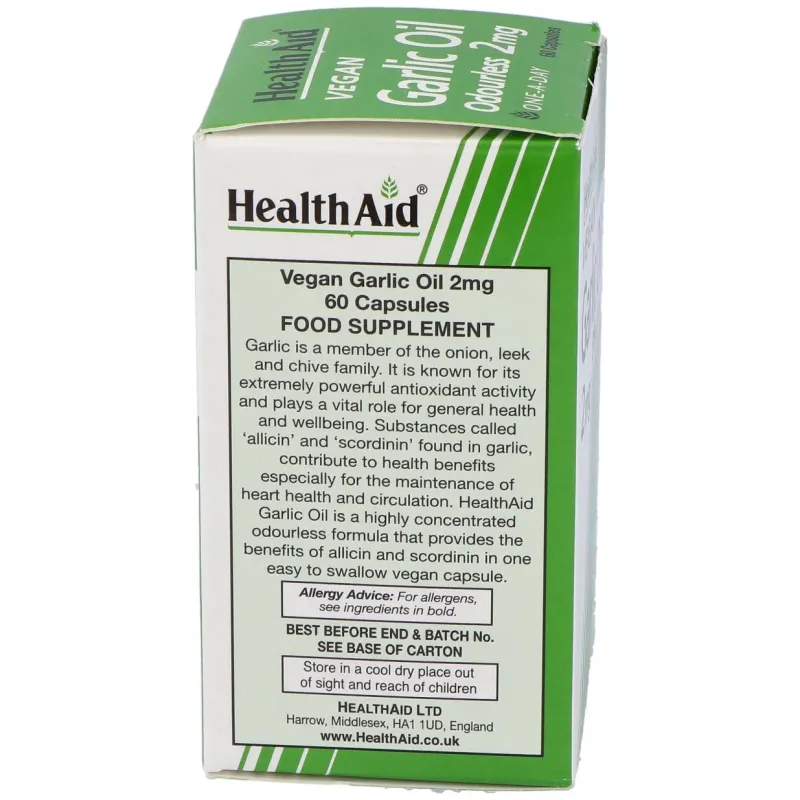 Health Aid Aceite de Ajo 2 mg 60 Cápsulas | Farmacia Barata