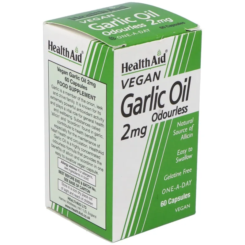 Health Aid Aceite de Ajo 2 mg 60 Cápsulas | Farmacia Barata