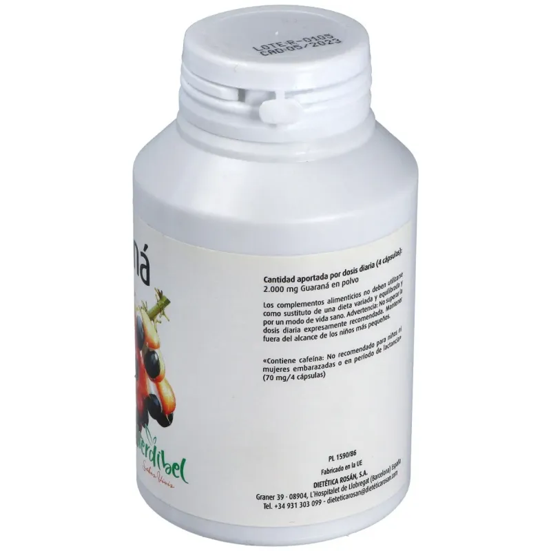 Guaraná 120 cápsulas 600 mg | Farmacia Barata